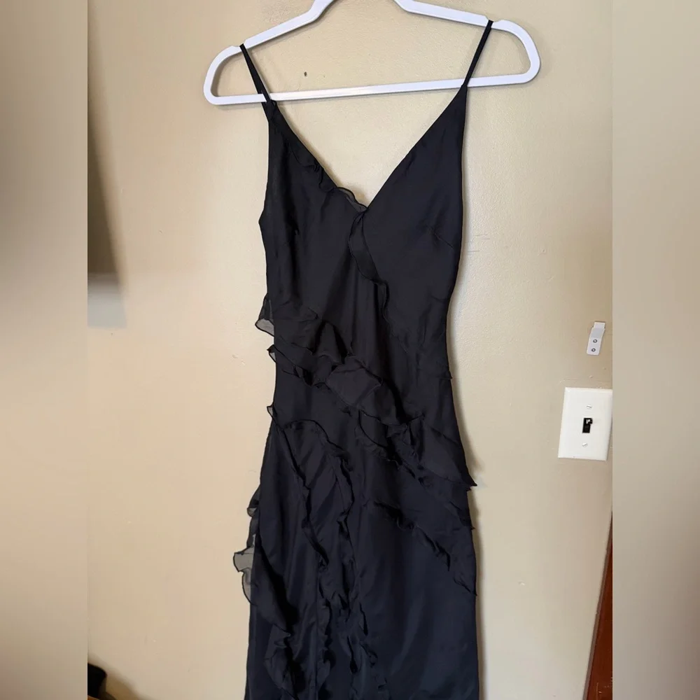 Abercrombie & Fitch Black Ruffle Maxi Dress